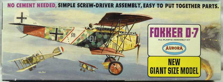 Aurora 1/19 Fokker D-7 (D-VII) Giant Screwdriver Kit, 398-400 plastic model kit